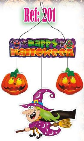 Móvil Happy Halloween bruja y calabazas