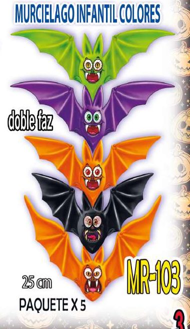 Murciélago infantil colores doble faz